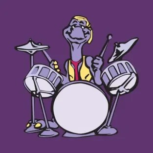 Dinosaur on the Drums - Mesozoic Mind T-shirt design