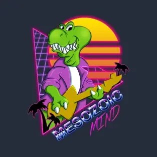 Mesozoic Mind 80’s Retro T-shirt design